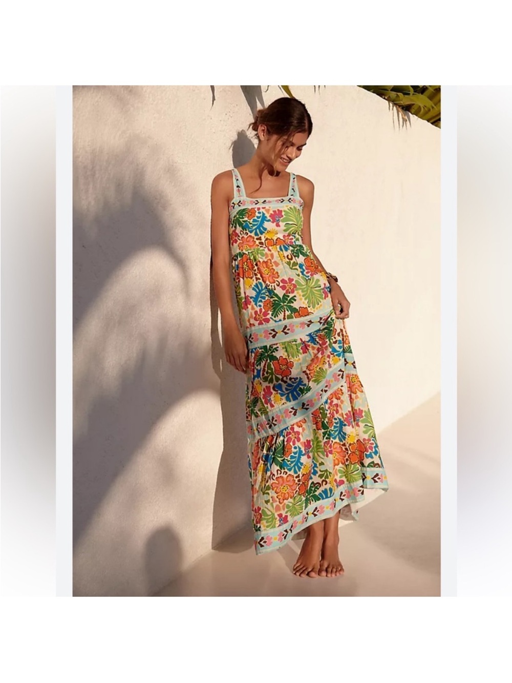 Beach Riot Charlotte Midi Dress Tropical Floral Vacation Size Small